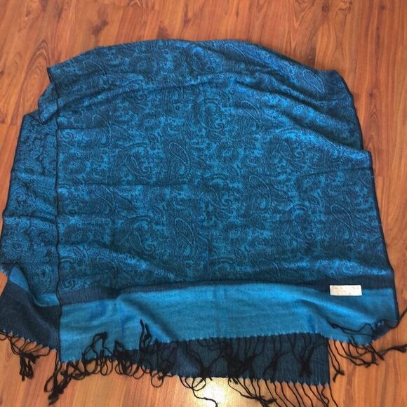 Blue Paisley Pashmina silk - Picture 5 of 5